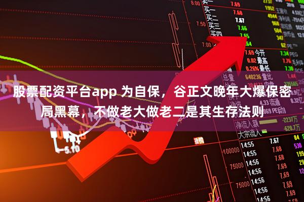 股票配资平台app 为自保，谷正文晚年大爆保密局黑幕，不做老大做老二是其生存法则